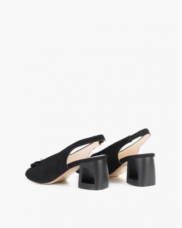 Czarne sandały damskie welurowe peep toe 108-503-CZARNY