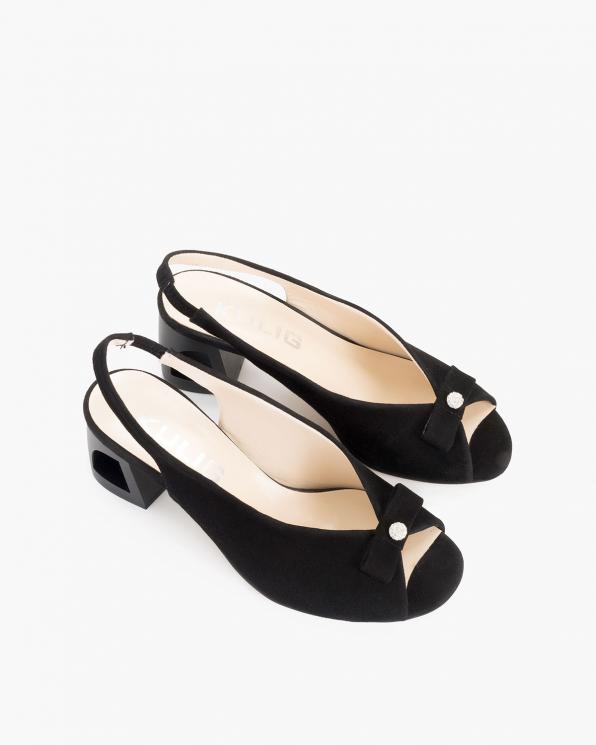 Czarne sandały damskie welurowe peep toe 108-503-CZARNY