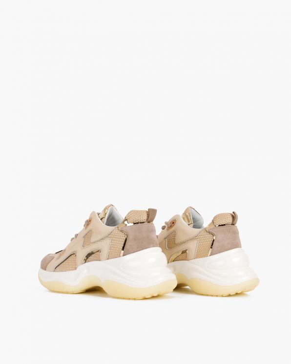 Beżowo-złote sneakersy skórzane 116-106-003-BEŻ