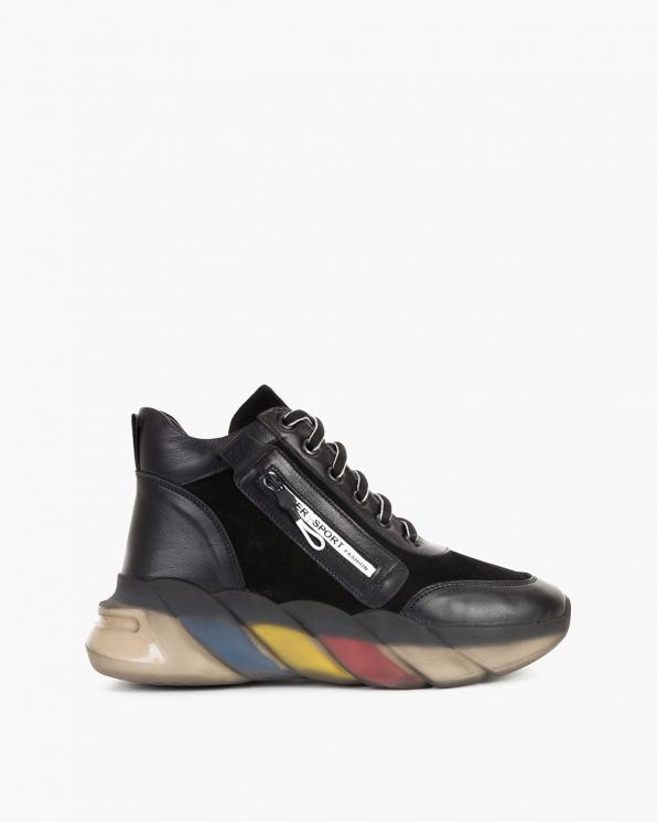 Czarne sneakersy skórzane z zamkiem 086-800-CZARNY