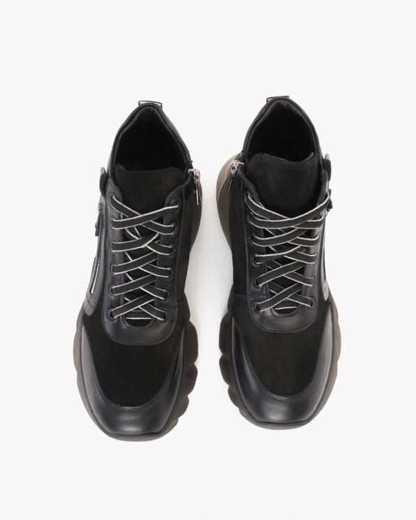 Czarne sneakersy skórzane z zamkiem 086-800-CZARNY