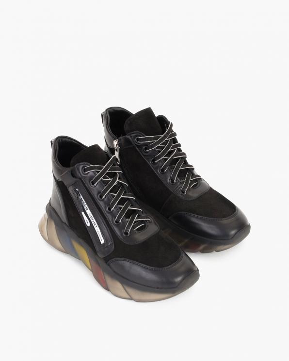 Czarne sneakersy skórzane z zamkiem 086-800-CZARNY