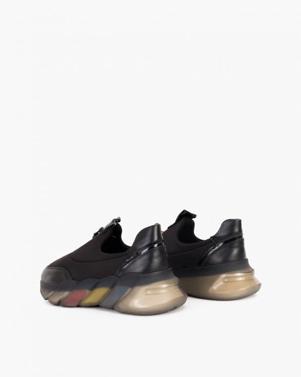 Czarne sneakersy materiałowe z lampasem 086-306-CZARNY