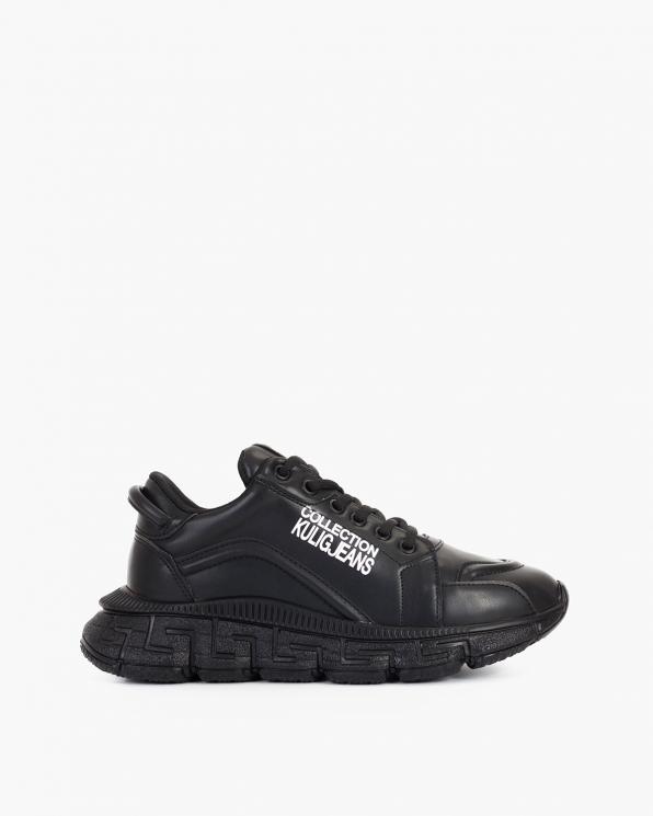 Czarne sneakersy skórzane z napisami 083-P-8-CZARNY