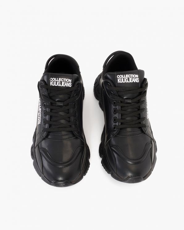 Czarne sneakersy skórzane z napisami 083-P-8-CZARNY