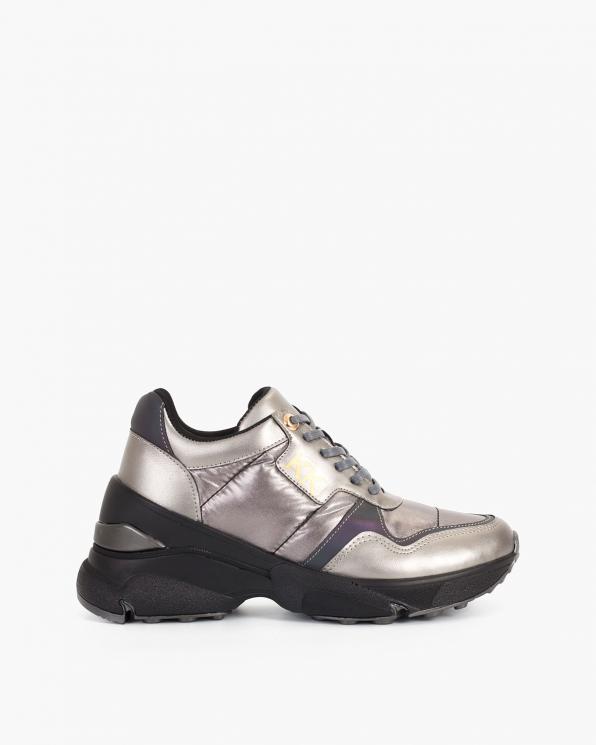 Srebrne sneakersy ortalionowe 083-129-SREB-ORT