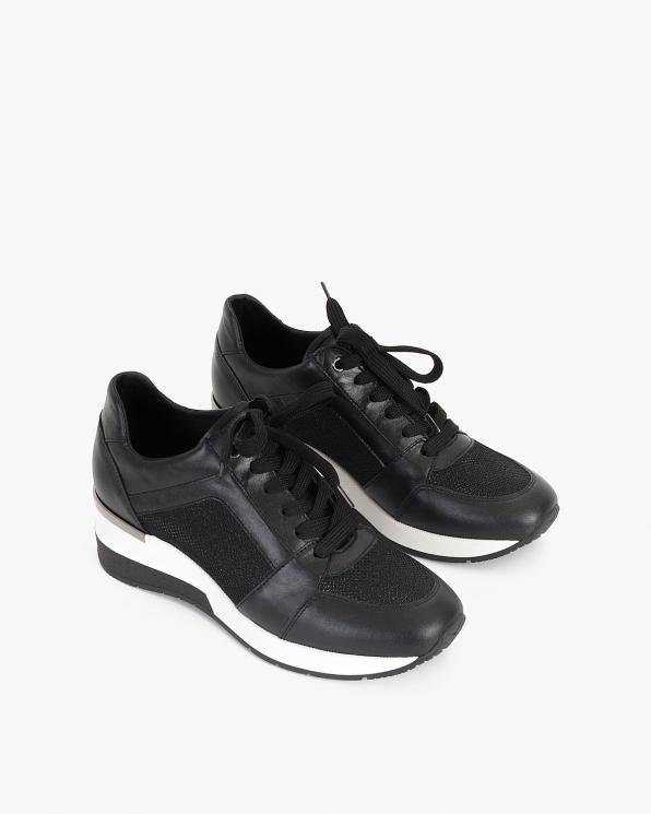 Czarne sneakersy skórzane z siatką 024-5979-80/0391