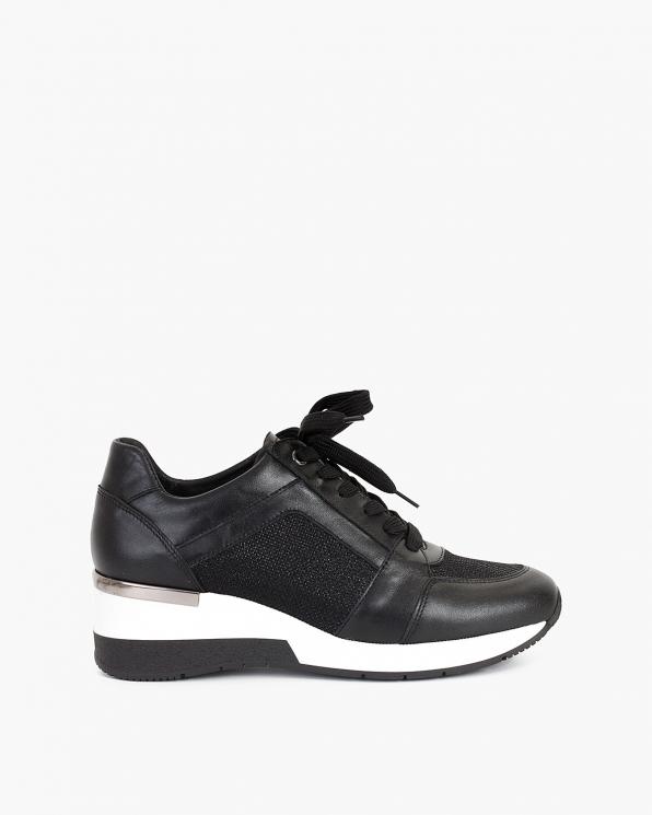 Czarne sneakersy skórzane z siatką 024-5979-80/0391