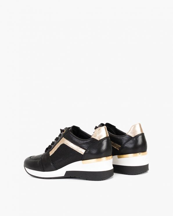 Czarno-złote sneakersy skórzane 024-3289-4671-11