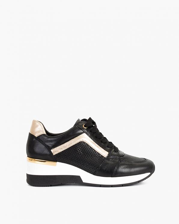 Czarno-złote sneakersy skórzane 024-3289-4671-11