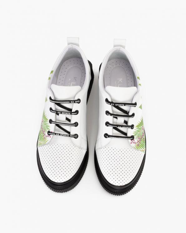 Białe półbuty damskie skórzane z nadrukiem 108-0107-BIAŁY