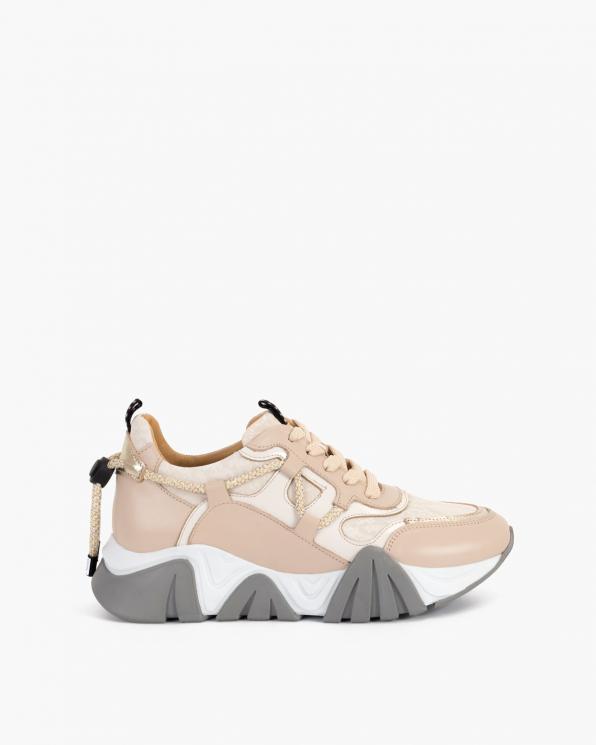Beżowe sneakersy damskie skórzane 108-7584-59