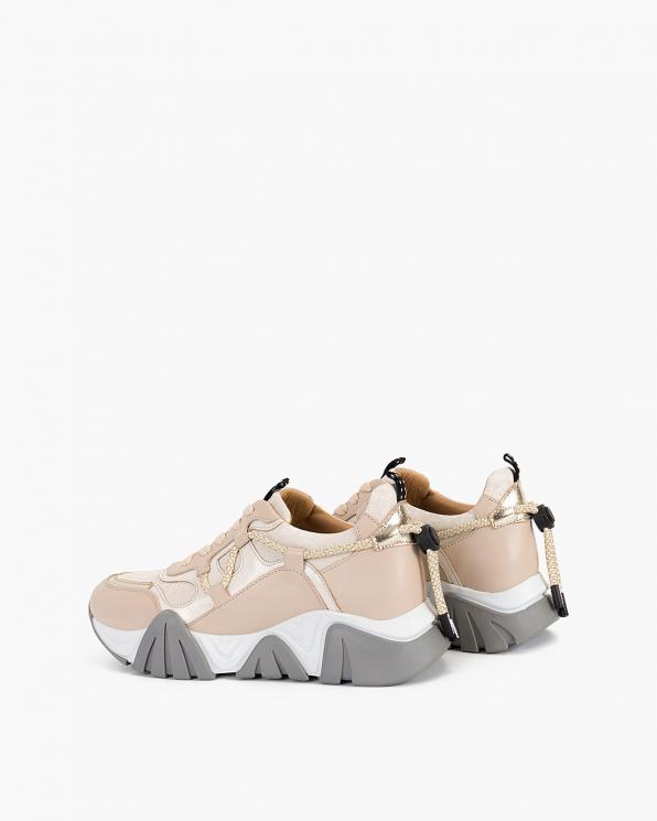 Beżowe sneakersy damskie skórzane 108-7584-59