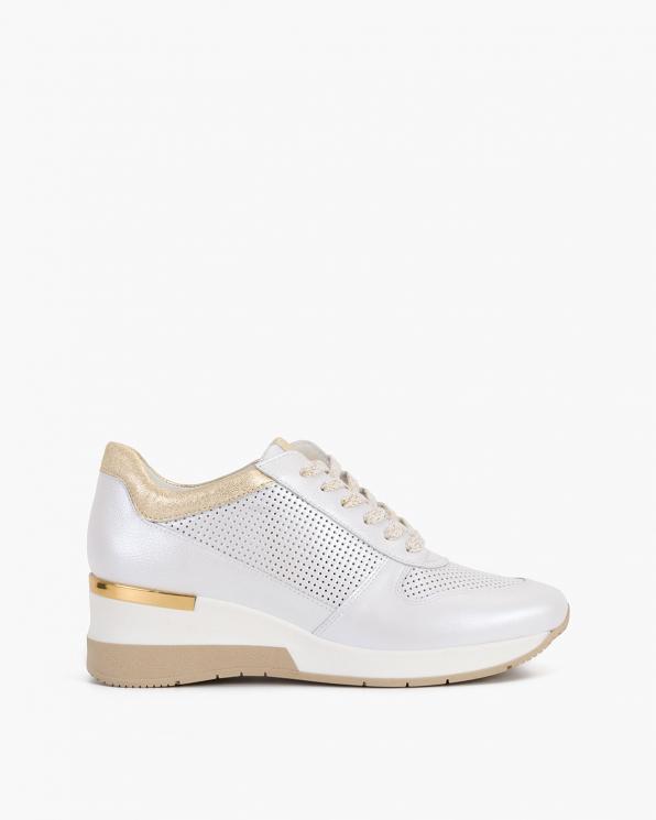 Biało-złote sneakersy skórzane 024-5089-1581-77