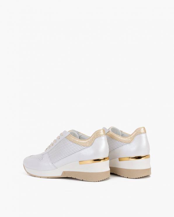 Biało-złote sneakersy skórzane 024-5089-1581-77