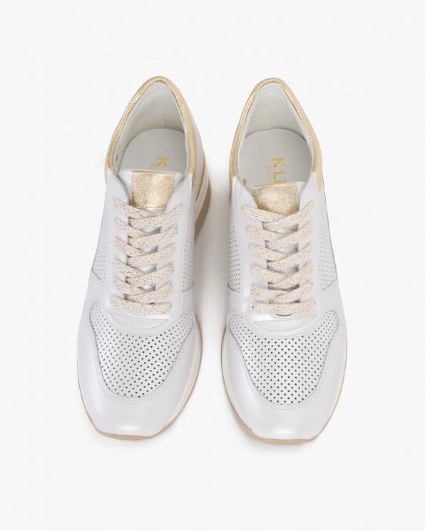 Biało-złote sneakersy skórzane 024-5089-1581-77