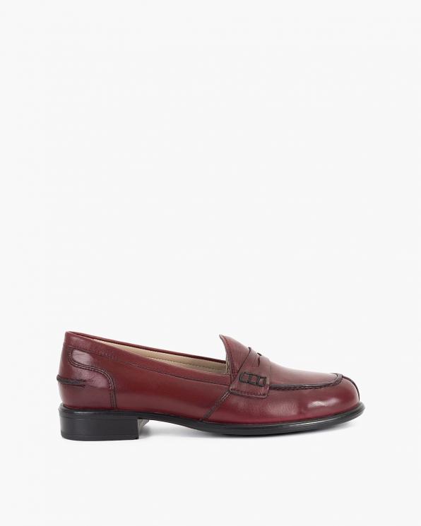 Bordowe mokasyny damskie skórzane 075-24138-BORDO