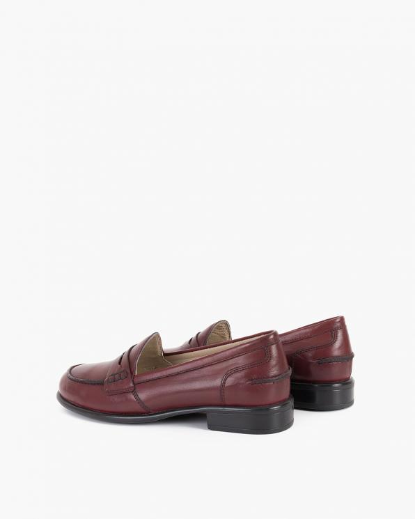 Bordowe mokasyny damskie skórzane 075-24138-BORDO