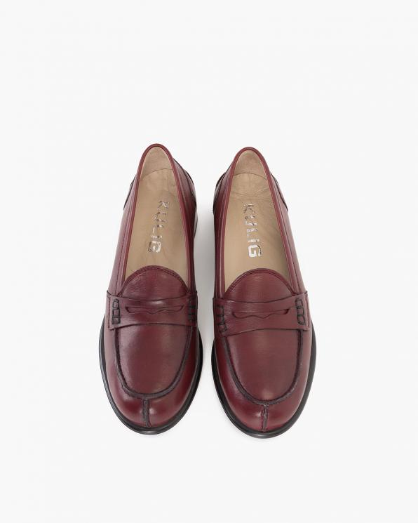 Bordowe mokasyny damskie skórzane 075-24138-BORDO