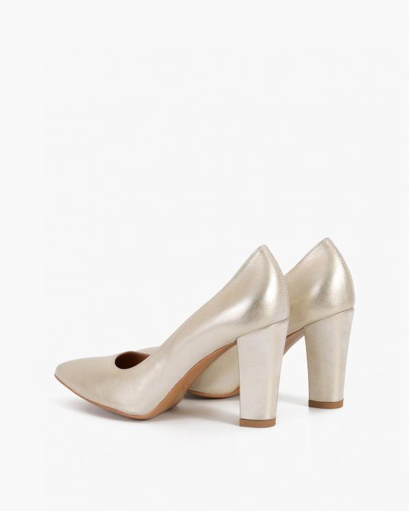 Złote czółenka skórzane na słupku 001-4306-ZŁOTY