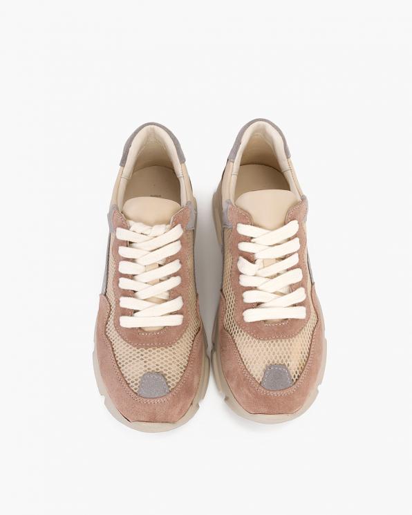 Wielokolorowe sneakersy zamszowe z siatką 098-2075-457