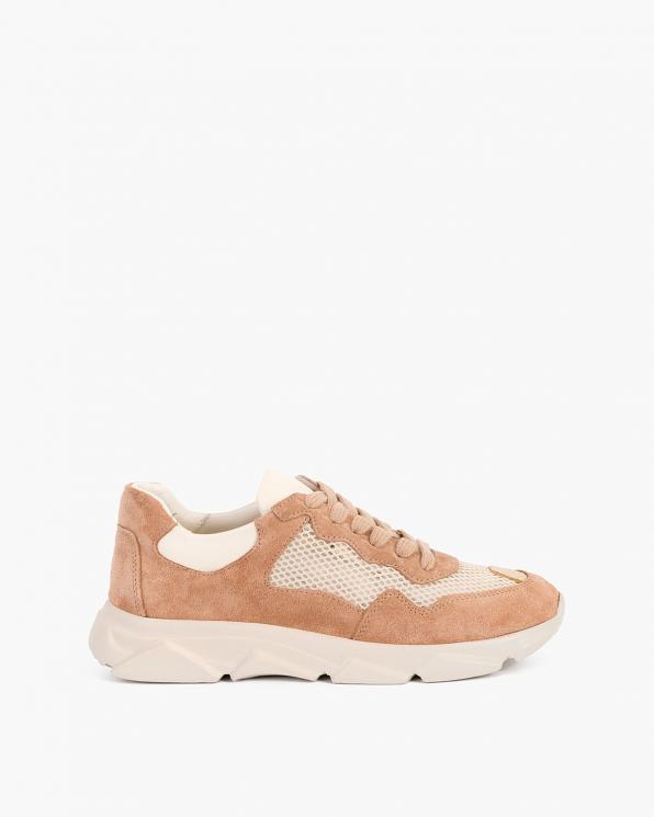 Brązowo-beżowe sneakersy zamszowe z siatką 098-2075-241