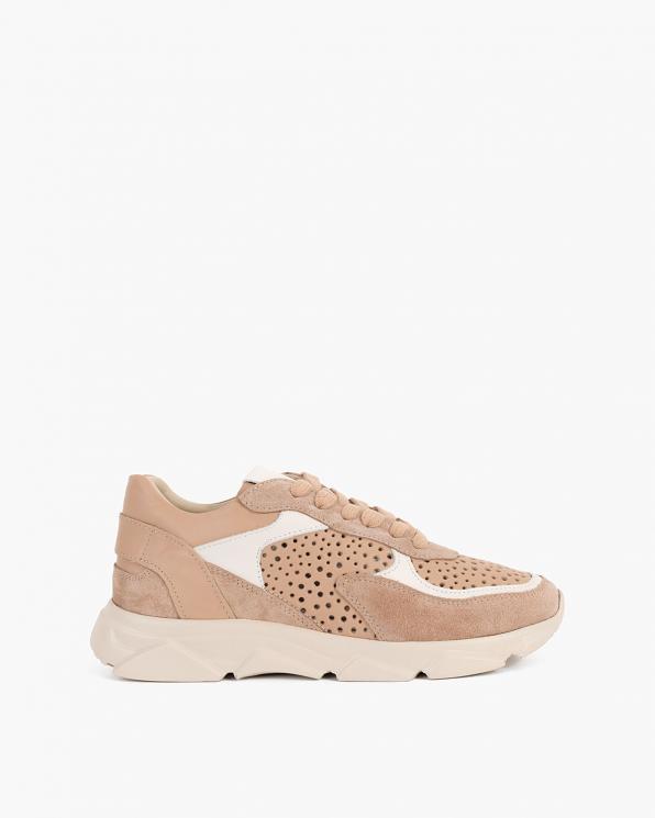 Beżowe sneakersy zamszowe z dziurkami 098-2062-460