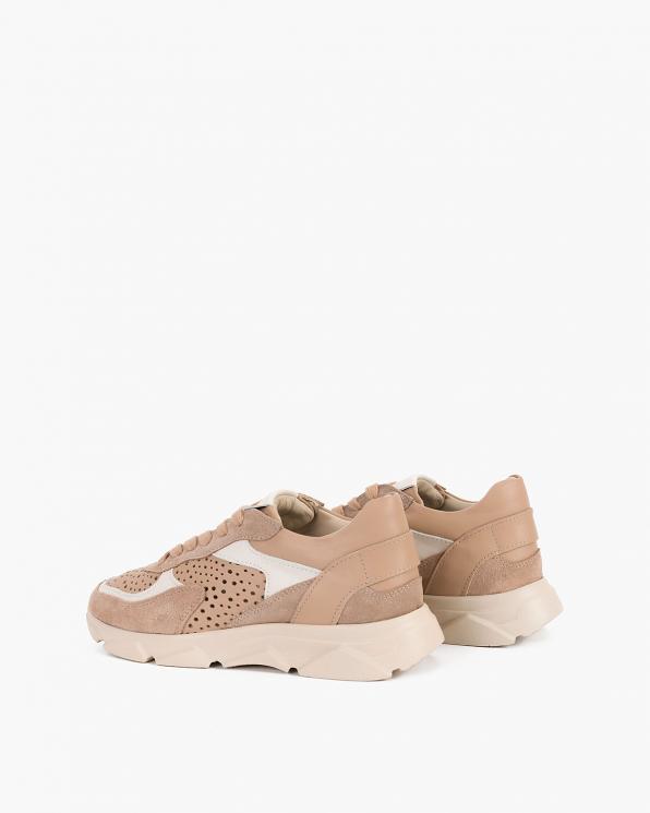 Beżowe sneakersy zamszowe z dziurkami 098-2062-460