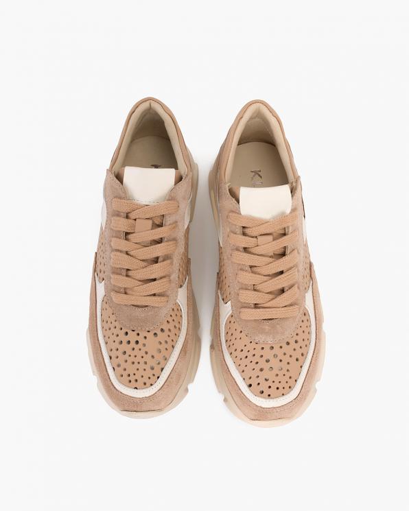 Beżowe sneakersy zamszowe z dziurkami 098-2062-460