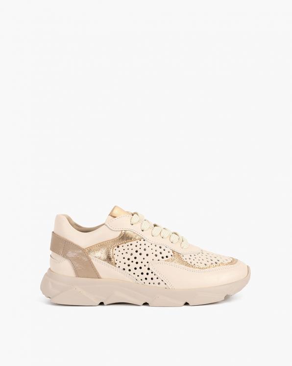 Beżowe sneakersy skórzane z dziurkami 098-2062-2917