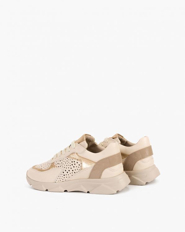 Beżowe sneakersy skórzane z dziurkami 098-2062-2917