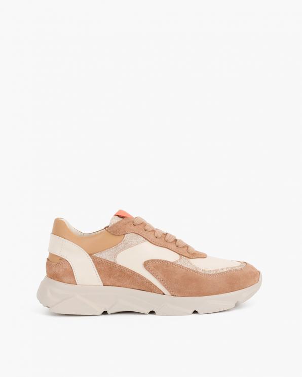 Beżowo-brązowe sneakersy zamszowe 098-2054-452