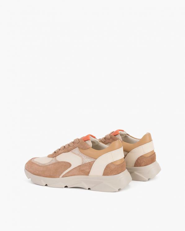 Beżowo-brązowe sneakersy zamszowe 098-2054-452