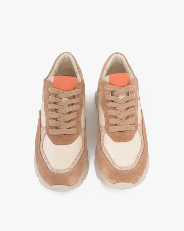 Beżowo-brązowe sneakersy zamszowe 098-2054-452