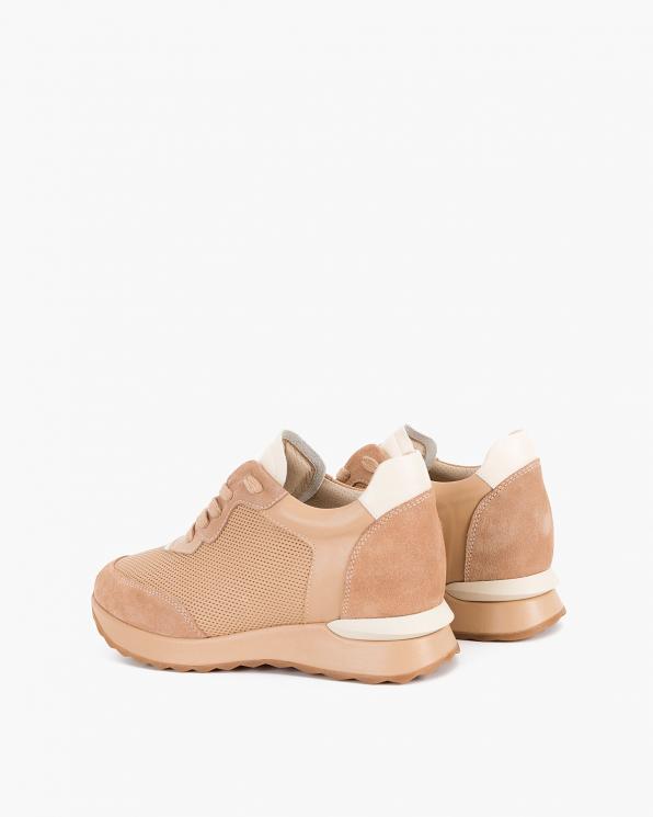 Beżowe sneakersy zamszowe z siatką 098-2036-247
