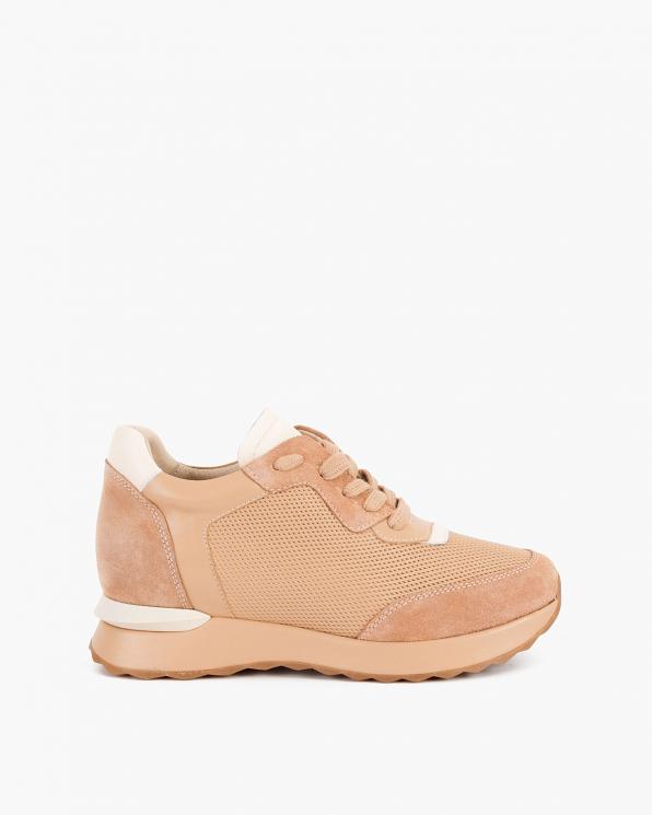 Beżowe sneakersy zamszowe z siatką 098-2036-247