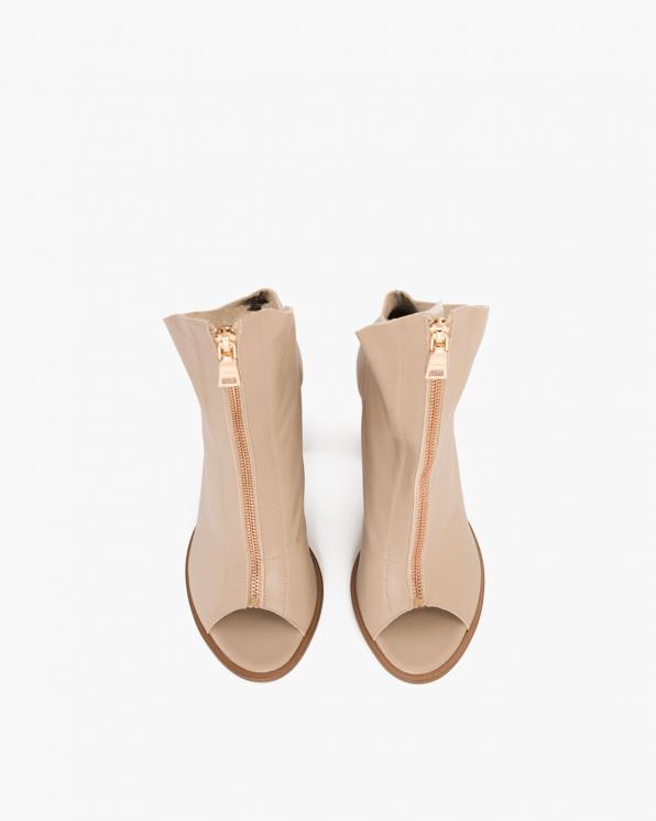 Beżowe botki skórzane peep toe 130-2041-BEŻ