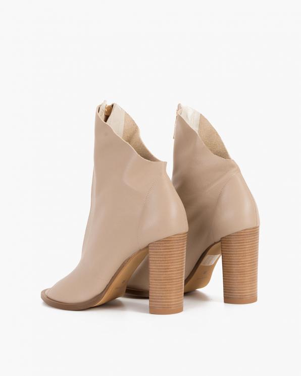 Beżowe botki skórzane peep toe 130-2041-BEŻ