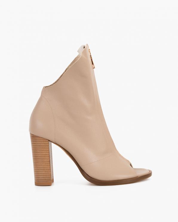 Beżowe botki skórzane peep toe 130-2041-BEŻ