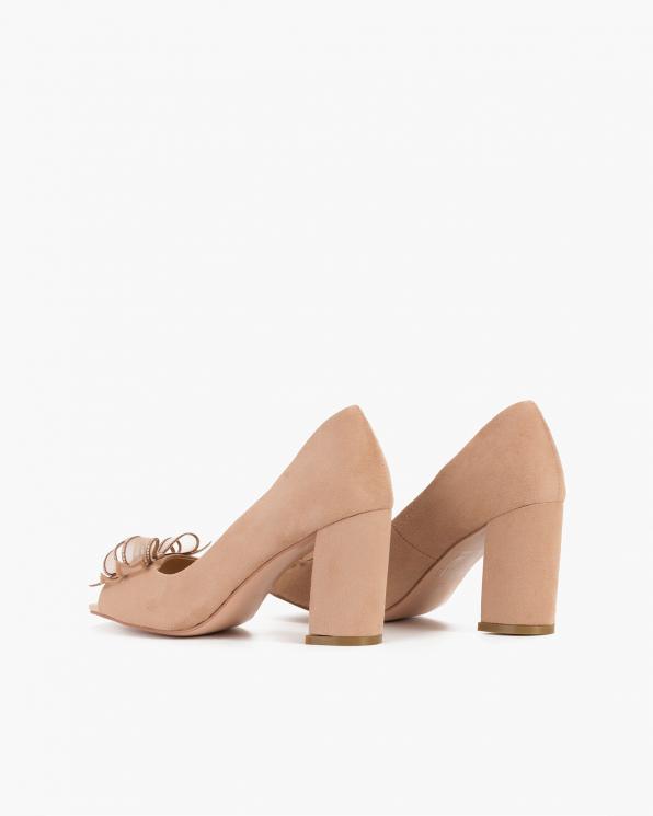 Beżowe czółenka zamszowe peep toe 131-0326-BEŻ