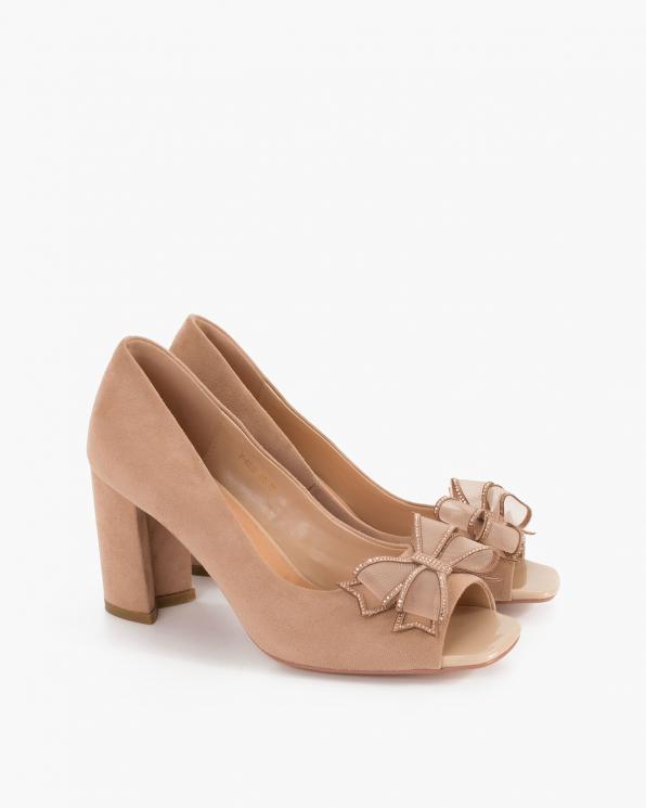 Beżowe czółenka zamszowe peep toe 131-0326-BEŻ