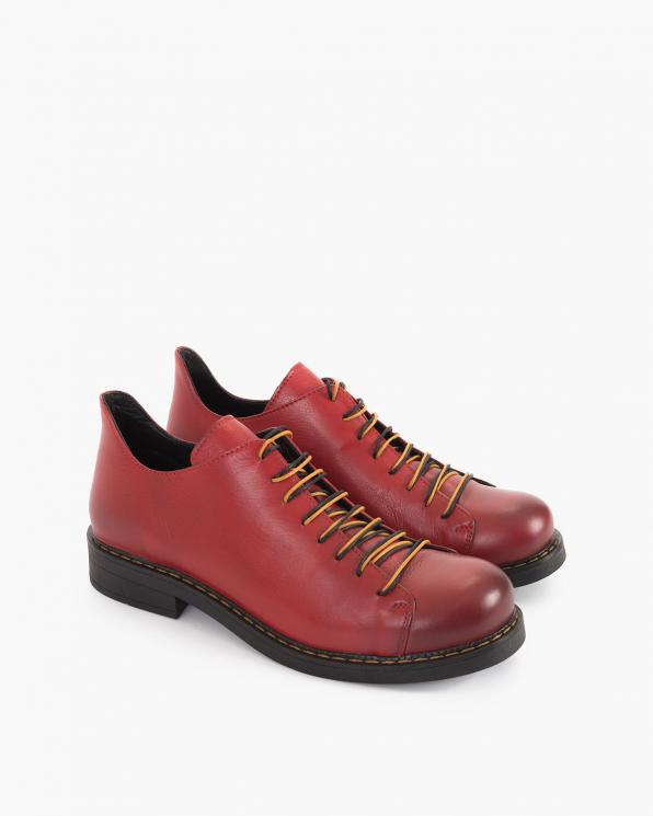 Czerwone półbuty damskie skórzane 135-037-RED
