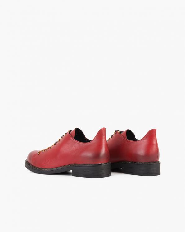 Czerwone półbuty damskie skórzane 135-037-RED