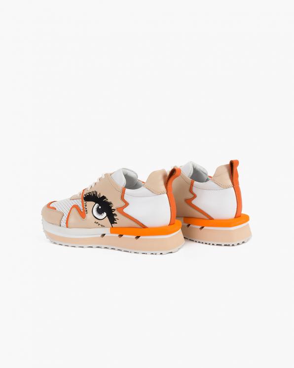 Wielokolorowe sneakersy skórzane z nadrukiem 108-5751-KOLOROW