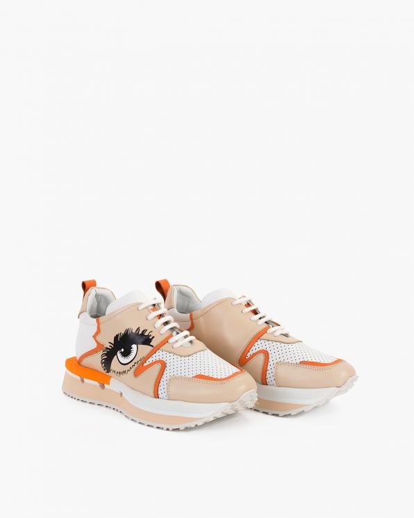 Wielokolorowe sneakersy skórzane z nadrukiem 108-5751-KOLOROW
