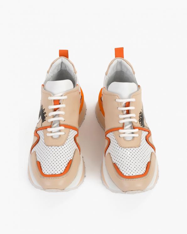 Wielokolorowe sneakersy skórzane z nadrukiem 108-5751-KOLOROW