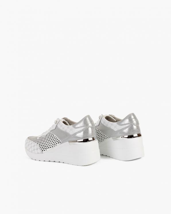 Białe sneakersy skórzane ażurowe 131-78592-BIAŁY