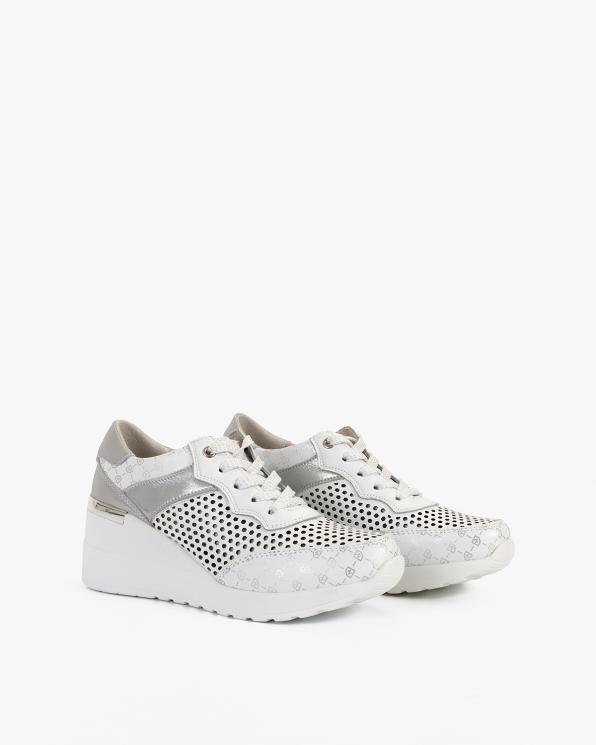 Białe sneakersy skórzane ażurowe 131-78592-BIAŁY