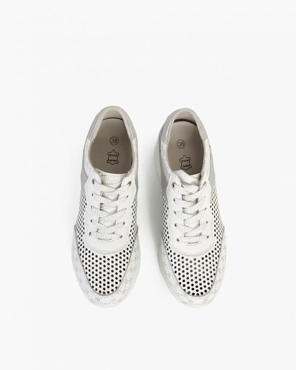 Białe sneakersy skórzane ażurowe 131-78592-BIAŁY