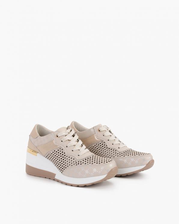 Beżowe sneakersy skórzane ażurowe 131-78592-BEŻ